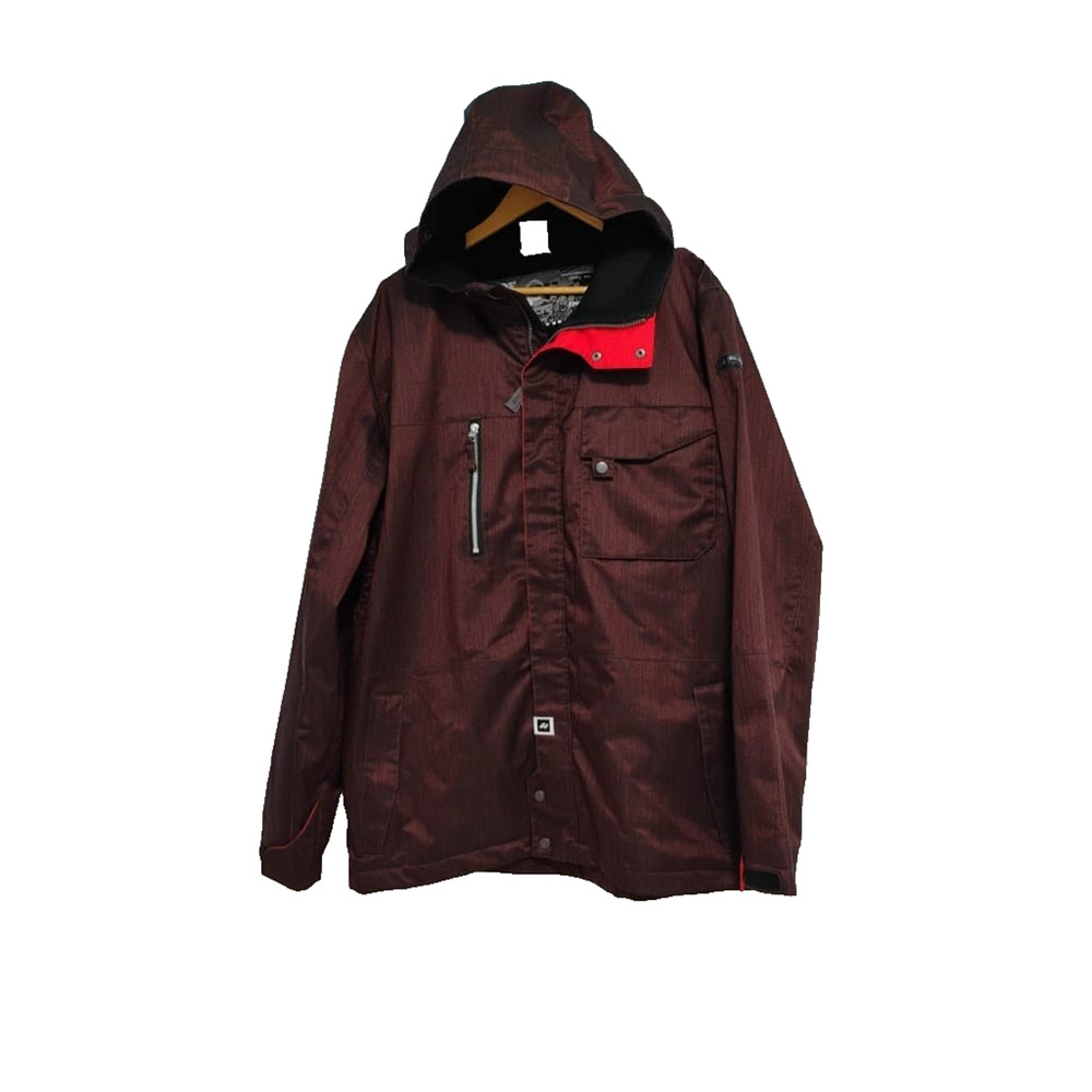 Ride Snowboards Men's maroon Insulated Ski Jacket Multipocket Full Zip - Large